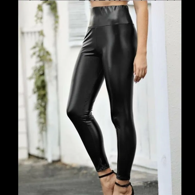 Liquid Latex Size M Faux Leather Black Pull‎ on Leggings Size M - Image 2