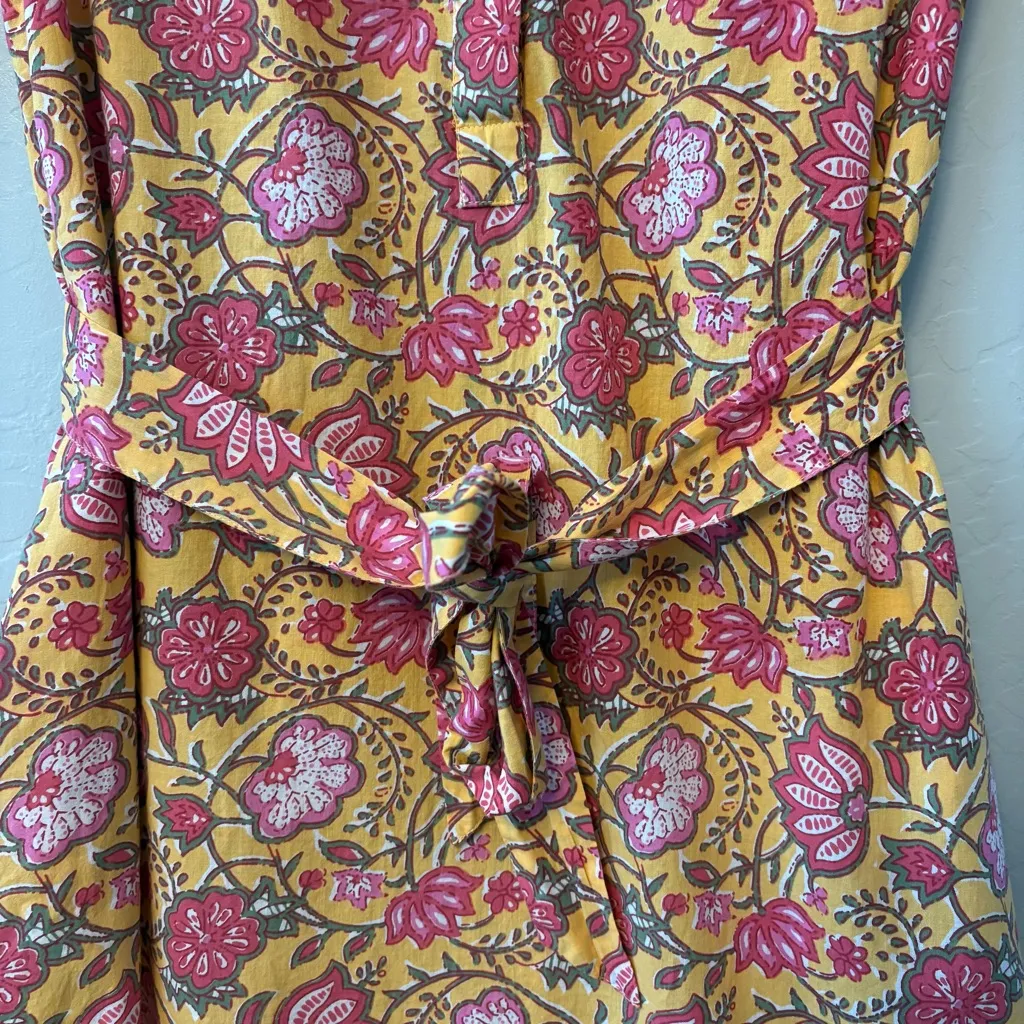 dRA Los Angeles Cassie yellow marigold floral print shirt dress size small - Image 7