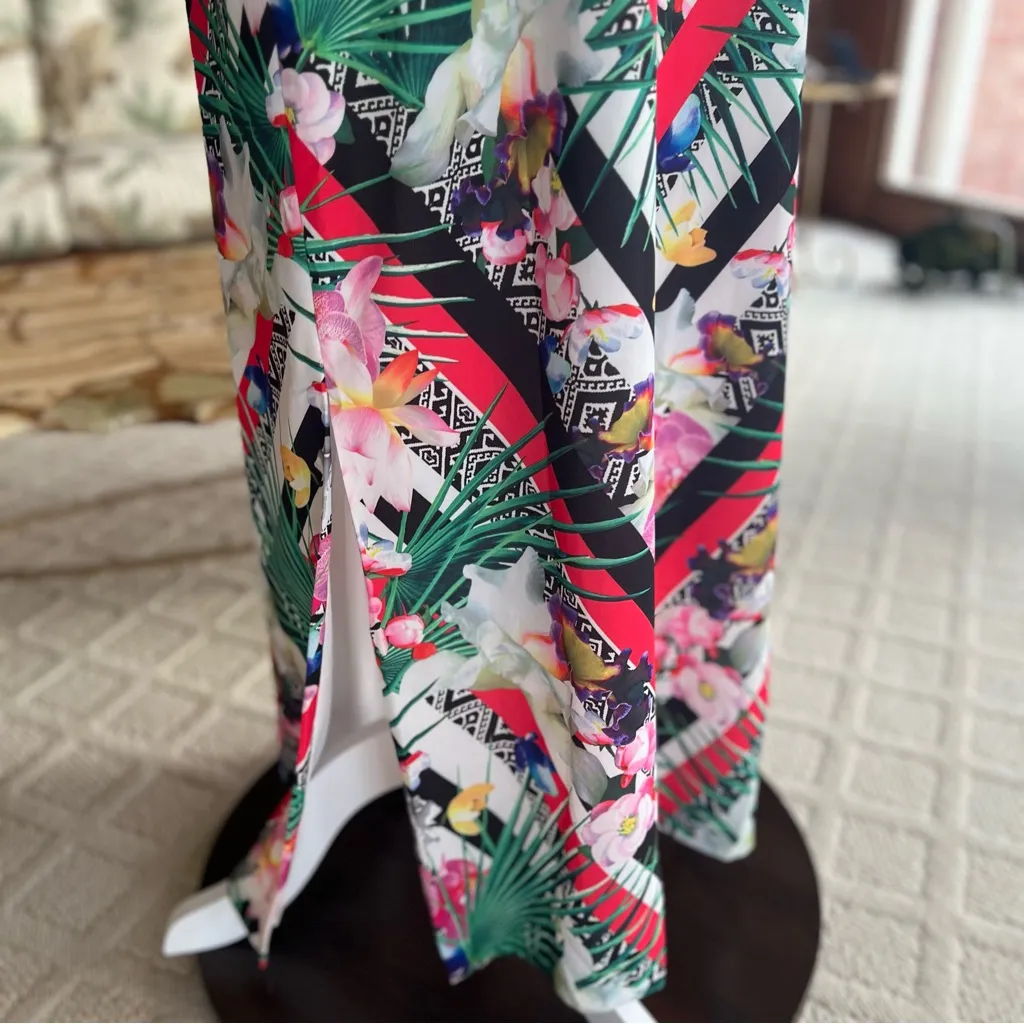 Gibson & Latimer Maxi Dress Tropical Floral High Neck Sleeveless L Garden Brunch - Image 15