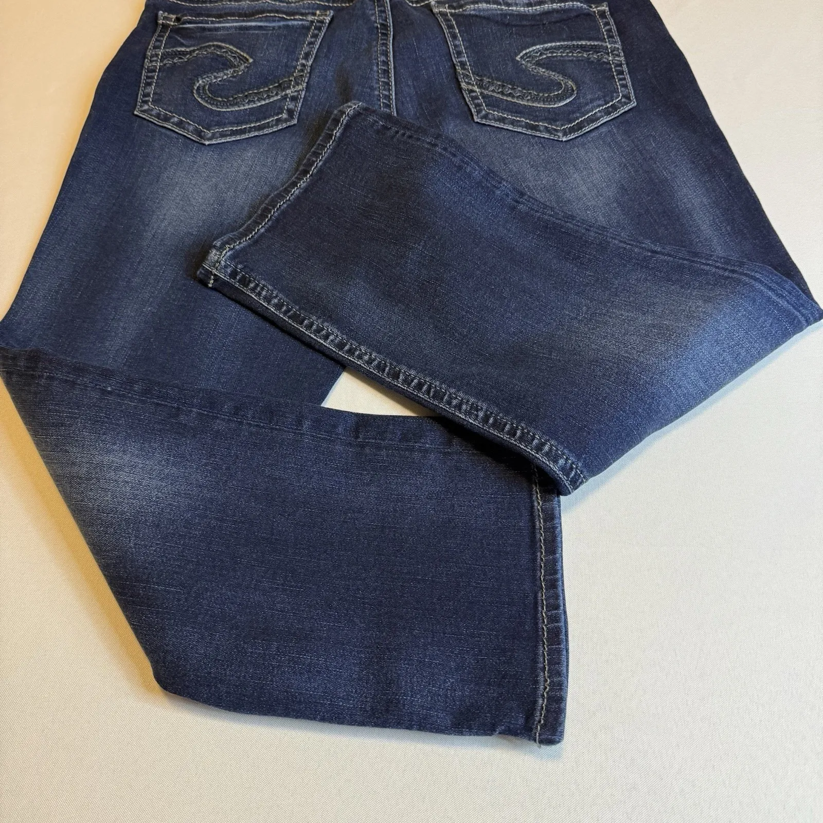 Silver Jeans Womens 32x22.5 Suki Capri Mid Rise Super Stretch Dark‎ Wash Blue # - Image 6