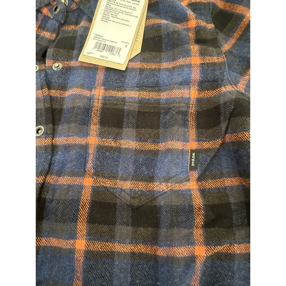 NWT  Golden Canyon Flannel Long Sleeve Plaid Snap Button Rich Sapphire - Image 4