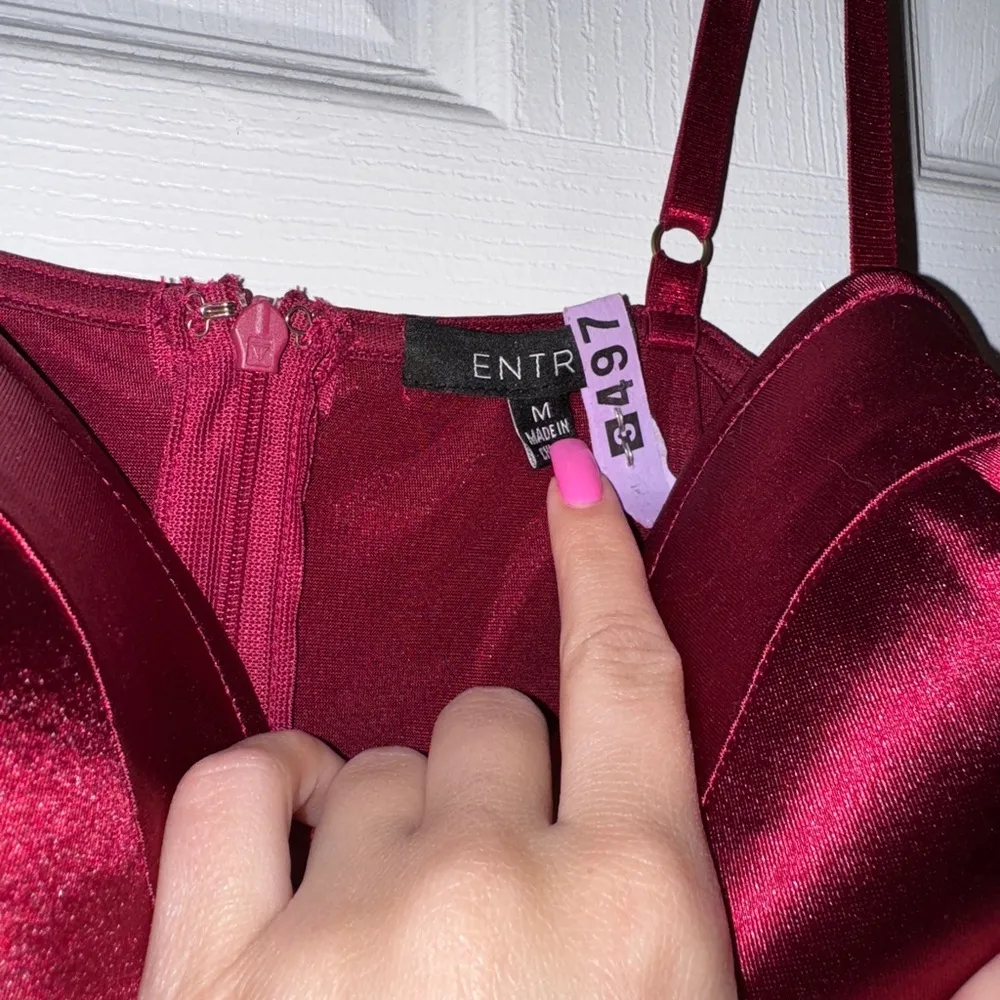 Elegant burgundy midi dress Size M - Image 3