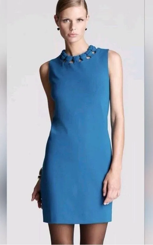 Diane Von Furstenberg Ayanna Turkish Blue Sleeveless Sheath Dress Size 10 Office - Image 2