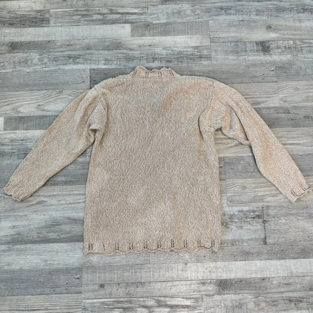 Jantzen vintage floral embroidered sweater scallop hem medium cottagecore H35 - Image 8