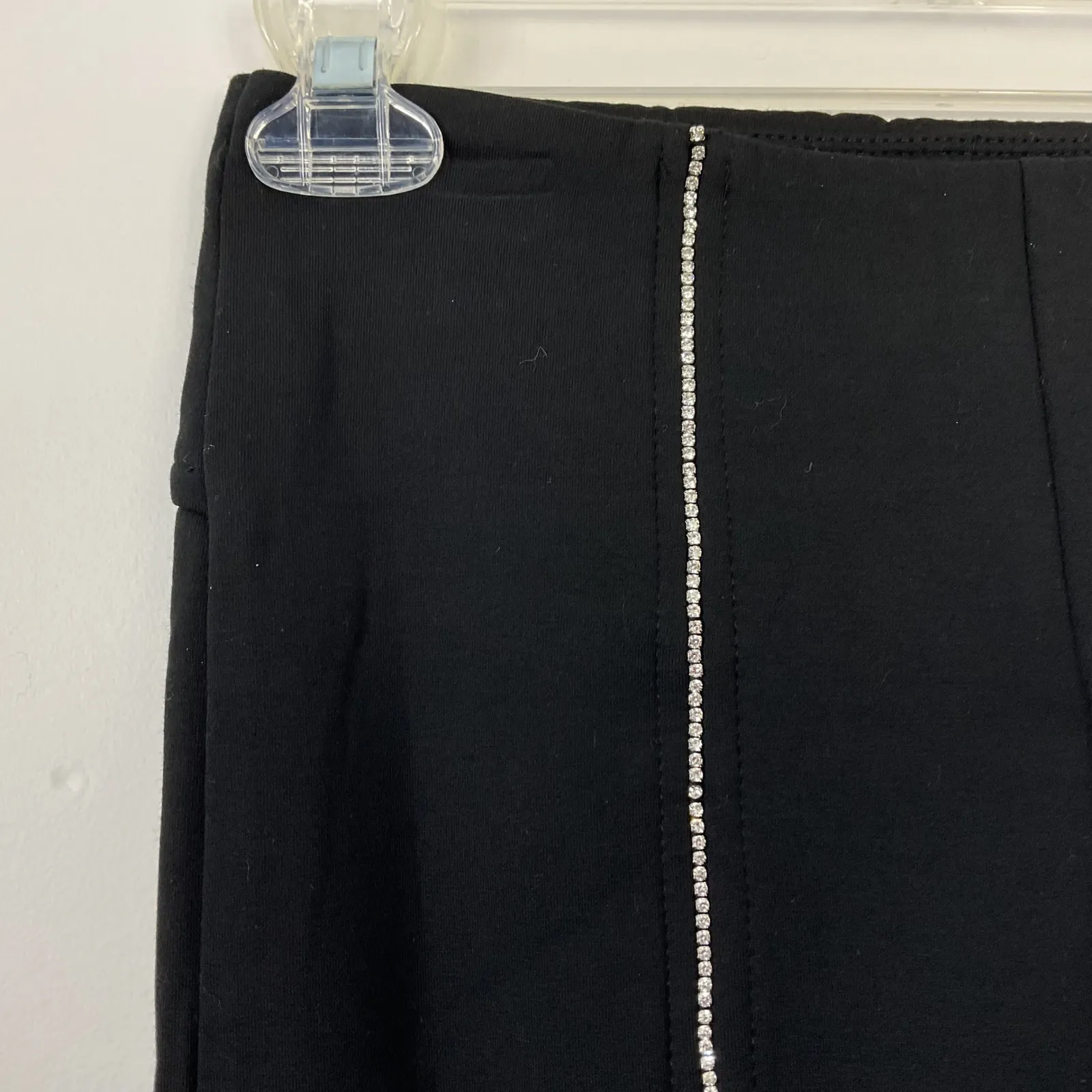 CARBON38 Black Rhinestone Front Slit Sweatpants Womens Size S - Image 3