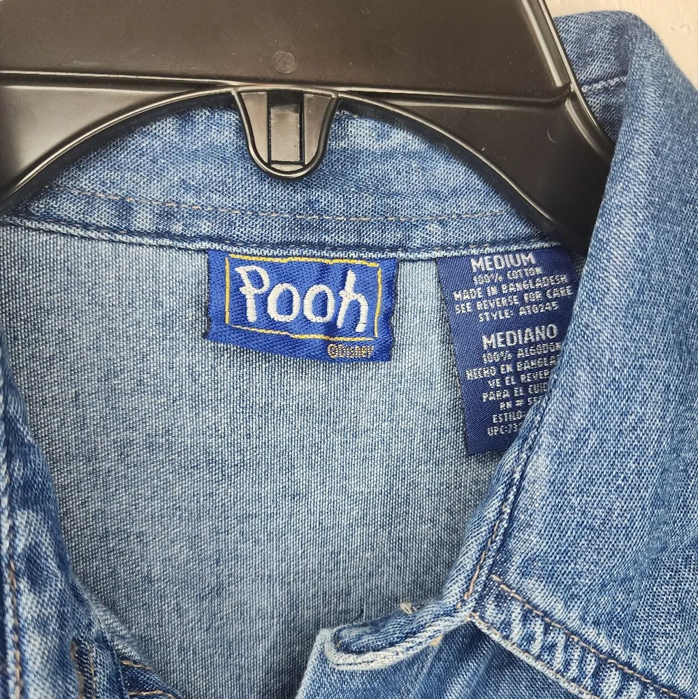 Vintage Jerry Leigh Shirt Womens Large Winnie Pooh Tigger Piglet Honey denim - Image 2