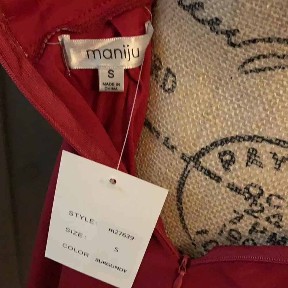 NWT Maniju Burgundy Halter V-neck fitnflare dress - Image 6