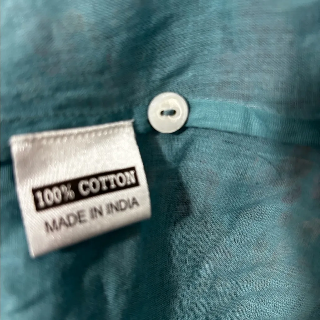 Olivia James The Label Floral Mini Dress ls smocked XS Boho Belted gardencore Blue - Image 7