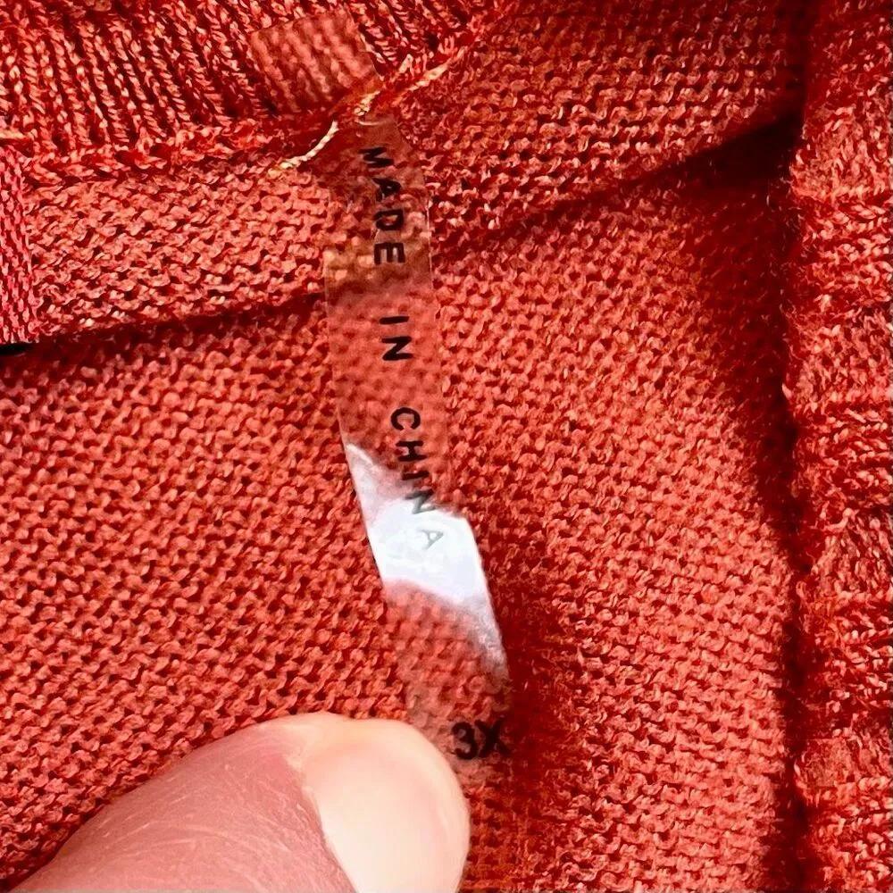 Red Woman Reddish Orange Open Front Knit Cardigan 3X - Image 8