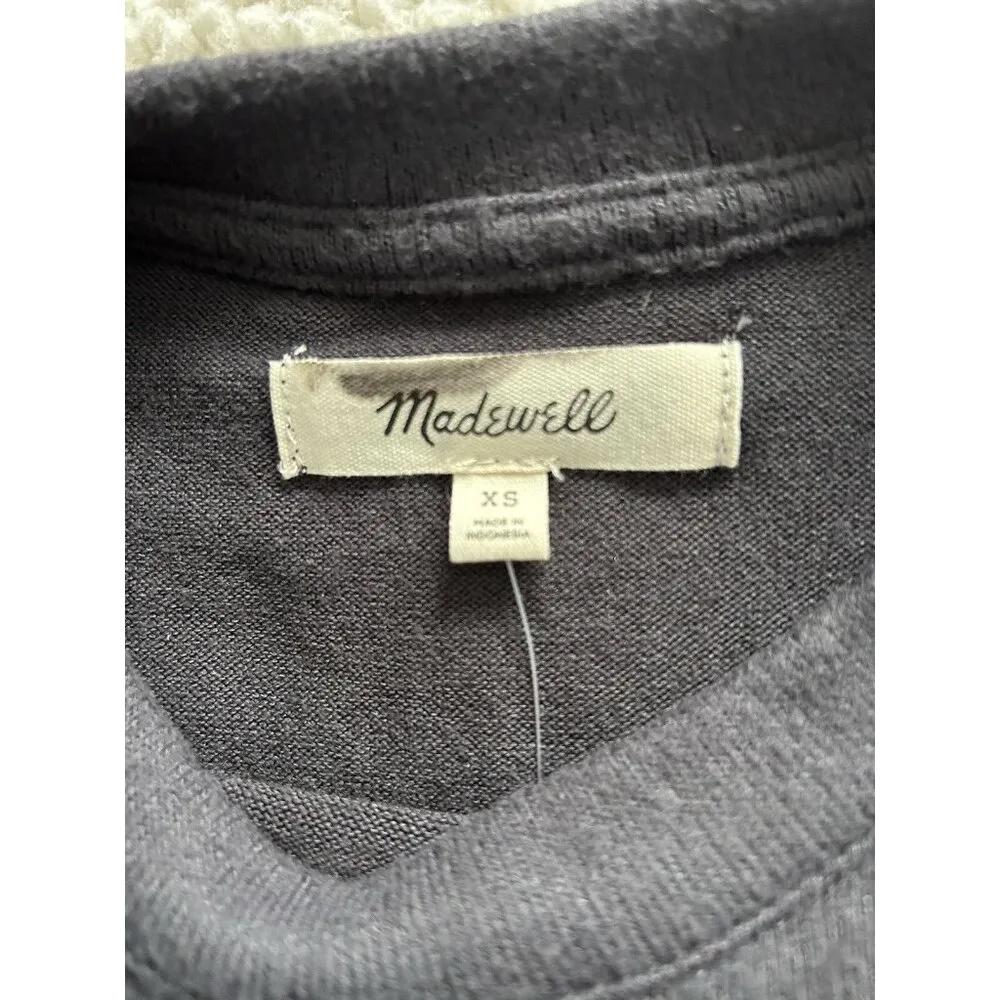 Madewell Woman Side Gather Long Sleeve Top in Black Crewneck T-shirt Size XS - Image 4