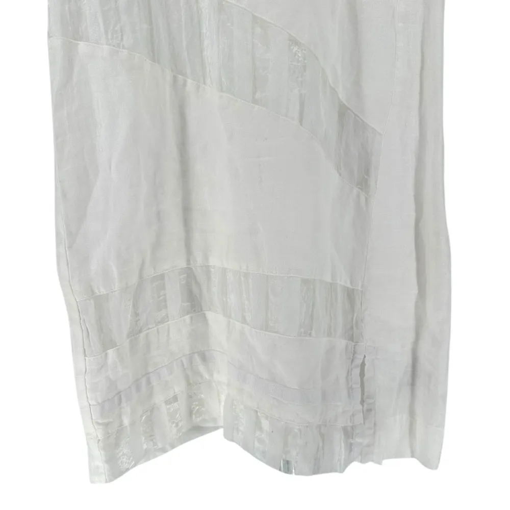 Elisa Cavaletti by Daniela Dallavalle White Tunic Dress Lace Inset Beaded Large - Image 3