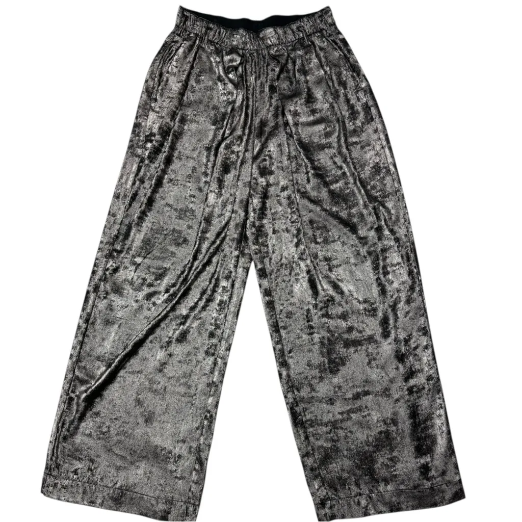 Free People Gray High Rise Velvet Pants Size Medium Metallic Gray Crushed Velvet - Image 10