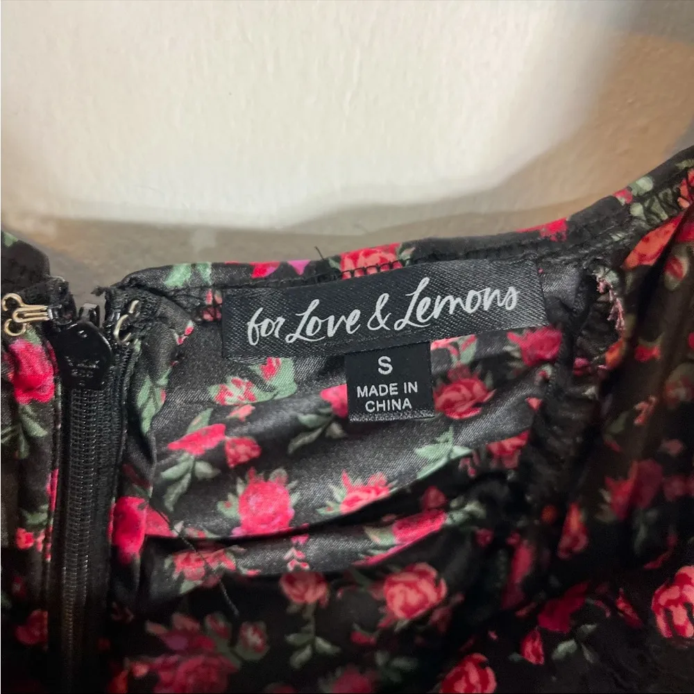 For Love and Lemons Melrose Dress Floral Black Mini - Image 9