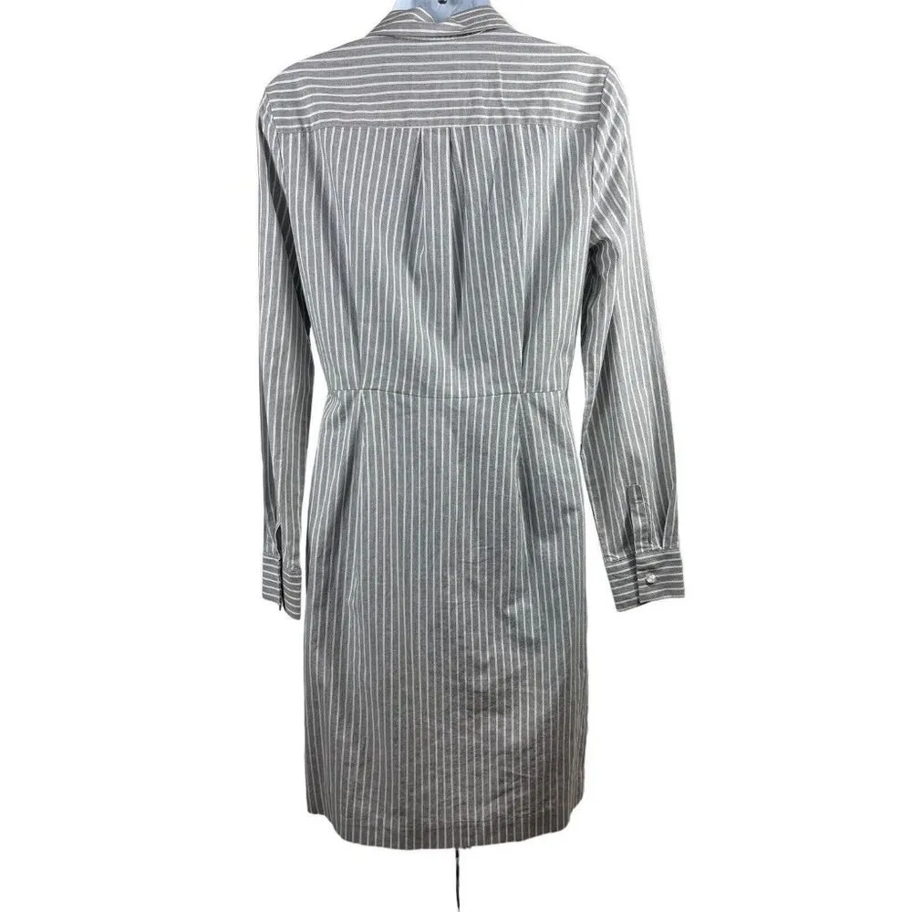Calvin Klein Long Sleeve Button Up Dress Shirt Dress Sz 2 With Front Tie Waist - Image 4