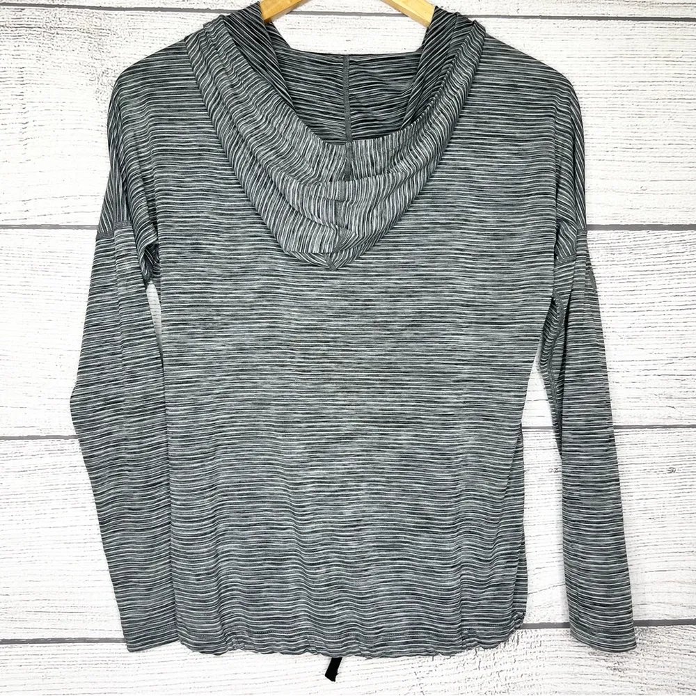 Skechers Gray Stripe Hooded Long Sleeve Athletic Drawstring T-Shirt Size XS - Image 6