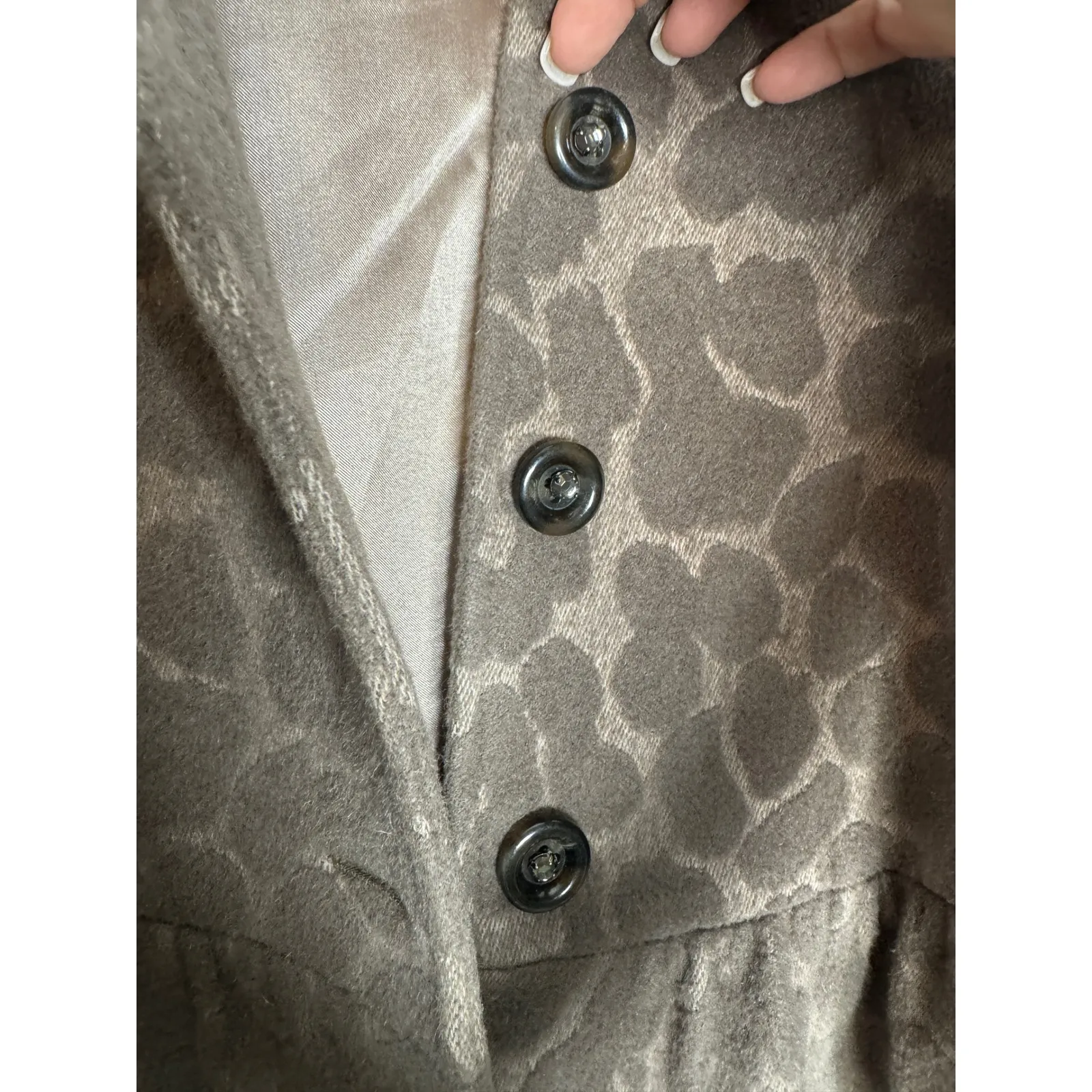 Rebecca Taylor Taupe Tan Leopard Print Wool/Angora Blend Peplum Jacket Size 4 - Image 7