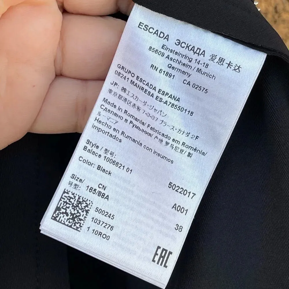 ESCADA SPORT LACE SHEER SLEEVE JACKET 38 Black Size 8 - Image 10