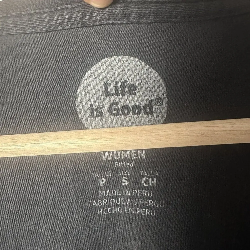 Life is Good T Shirt Womens Small Gray Top Long Sleeve Outdoors I Like It Here - Image 3