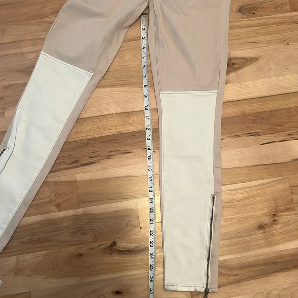 PAIGE Serenity Cara Block (tan & white) Ankle Zip Women’s Skinny Jeans - Image 12