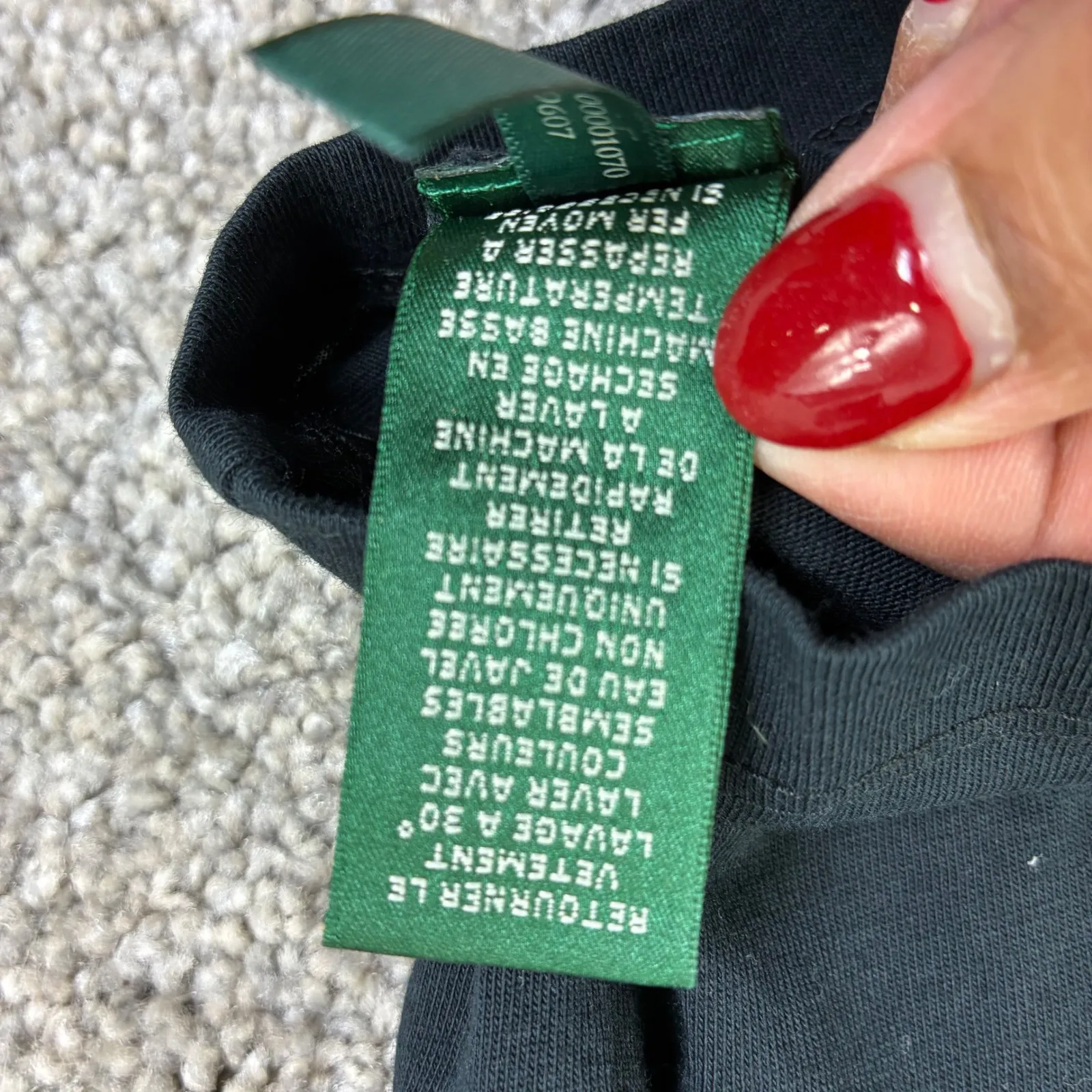 Lauren Ralph Lauren Active Womens XL Long Sleeve Shirt Black Beaded Crest Y2K - Image 9