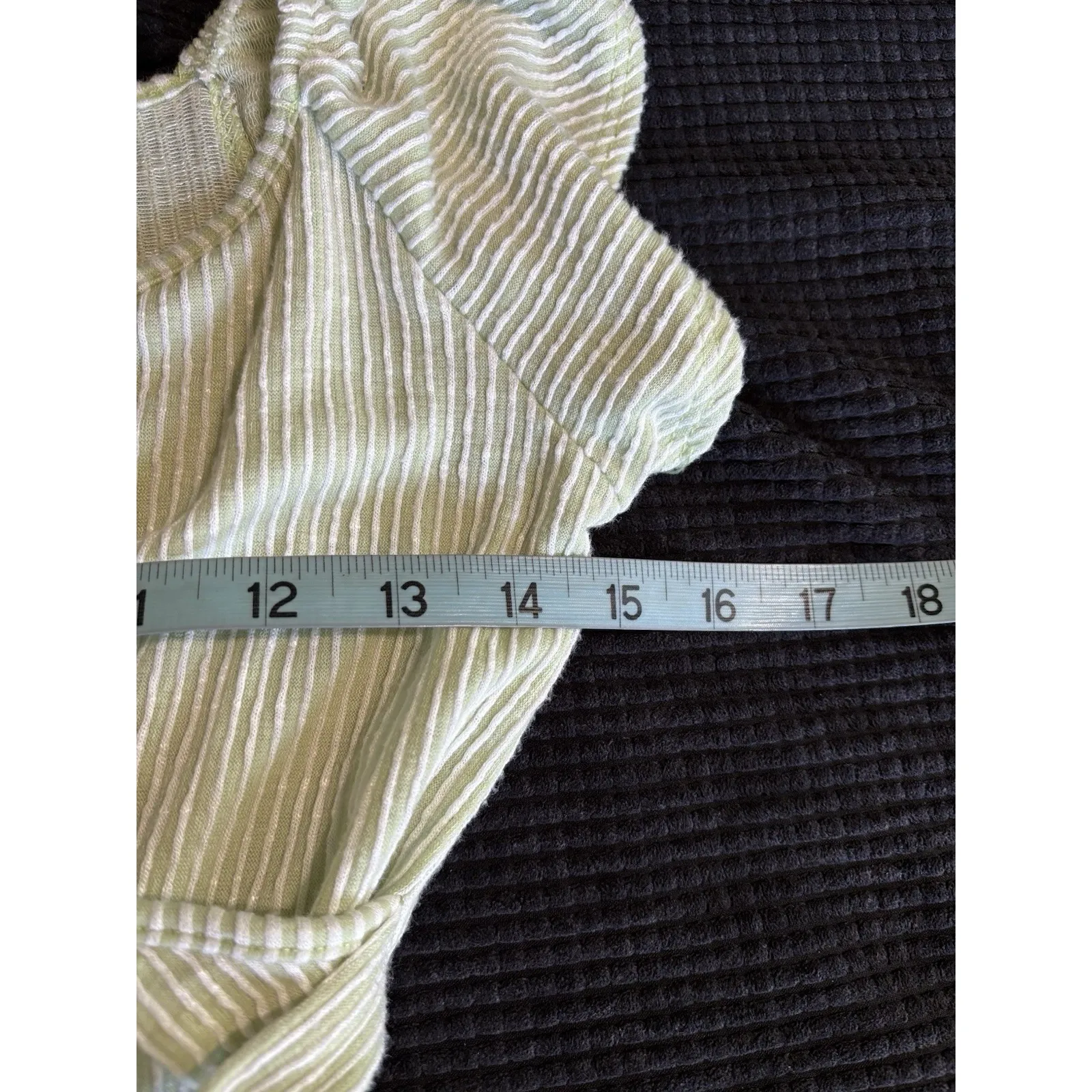 Caution To The Wind Green/White Stripe Ruffle Straps‎ Short Dress Size Medium - Image 6