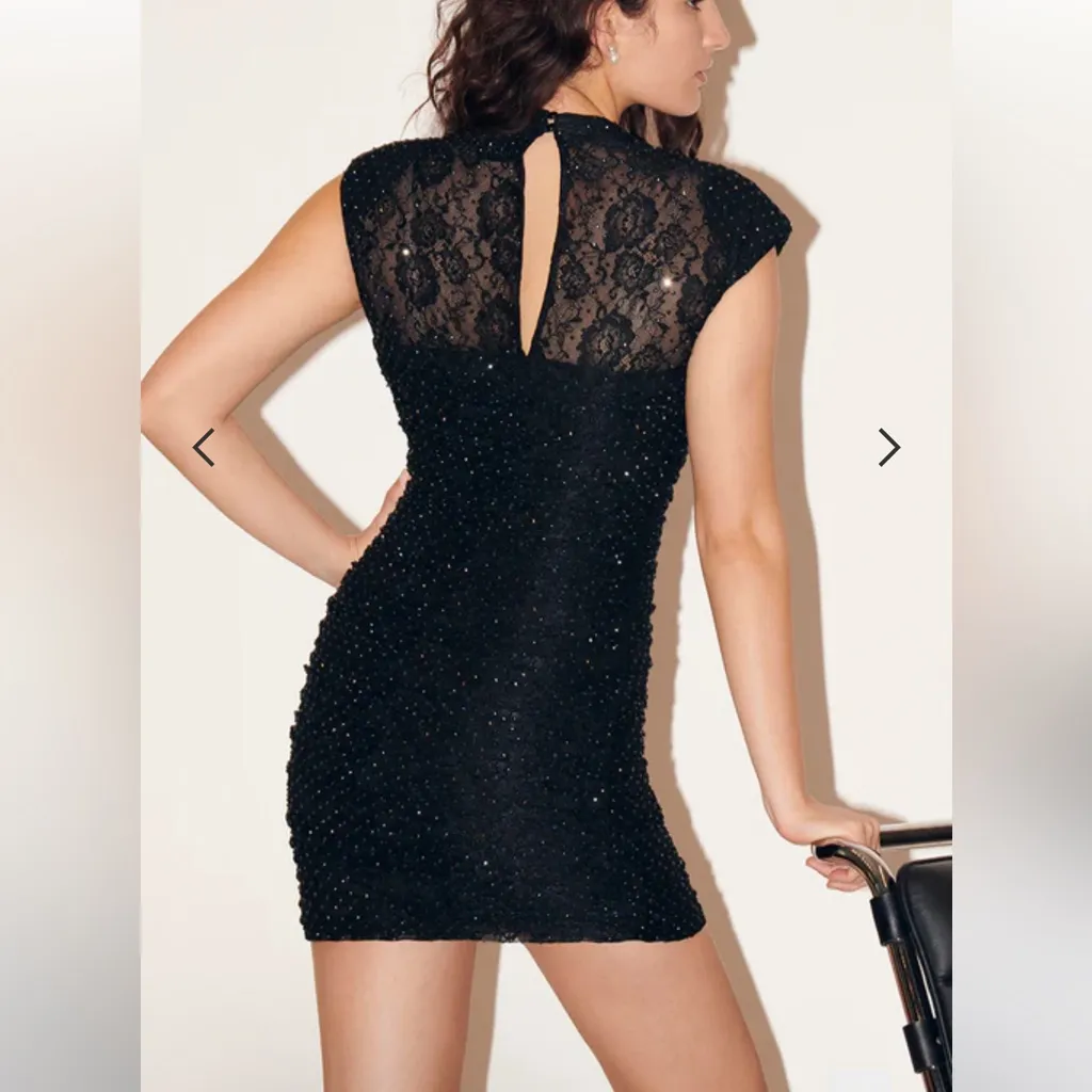 NEW Saylor Ramona Rhinestone Lace Mini Black Dress Sz S - Image 2