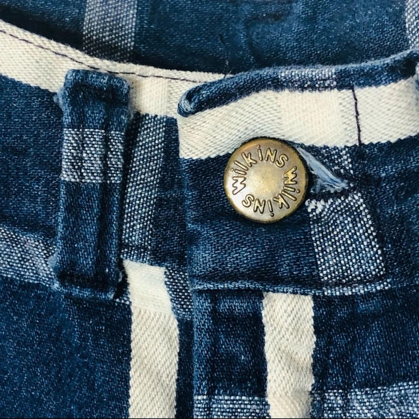 Rumble Seats Vintage Super High Waist Striped Plaid Jeans 25 USA Blue - Image 6