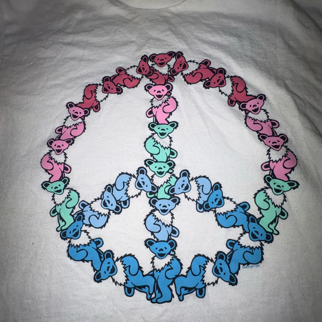 Junk Food Clothing Grateful Dead Peace Bears White Cotton TShirt Music Vtg Retro - Image 2