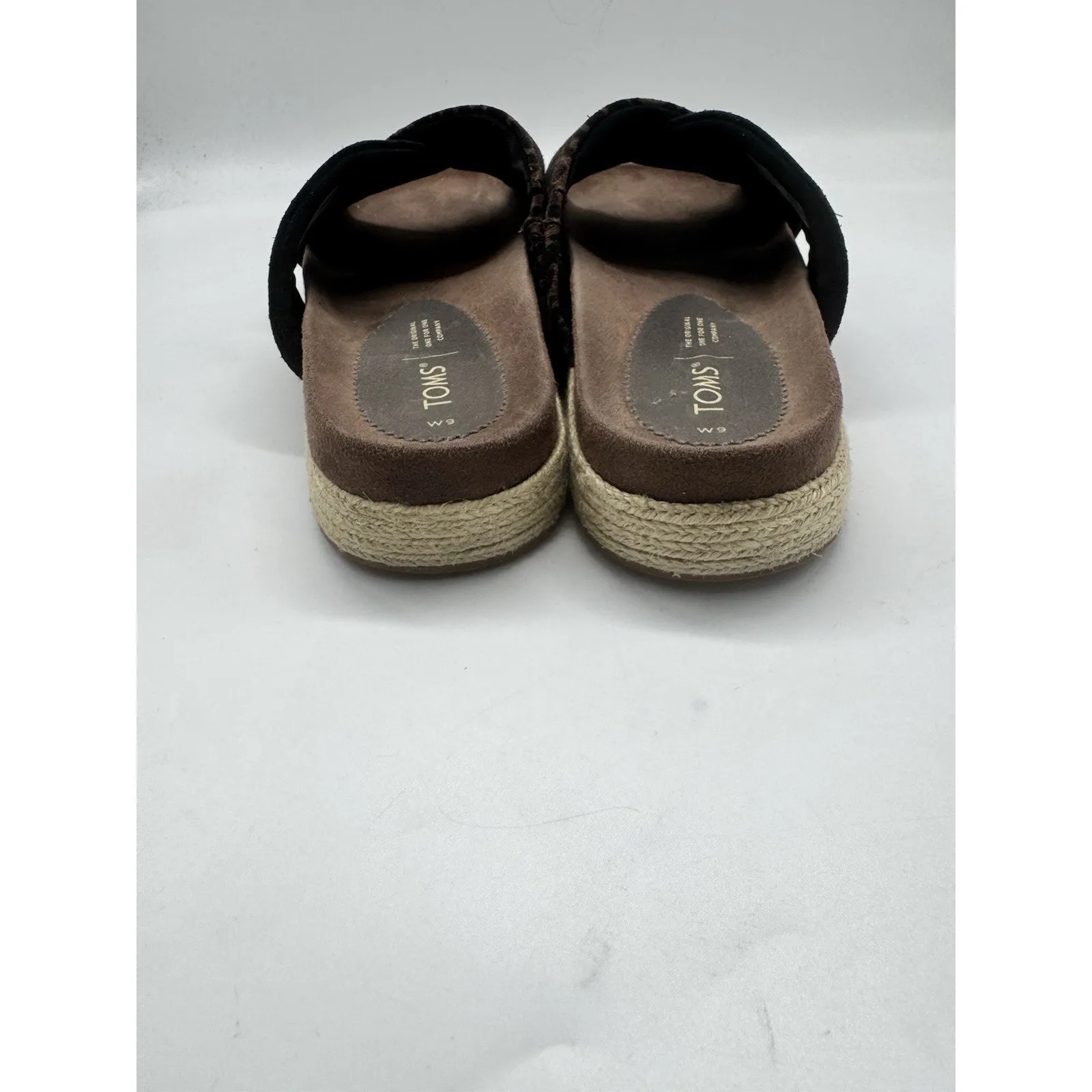 Tom’s Paloma Sandals Brown Black Platform Espadrille Leather Slides Womens Sz 9 - Image 7