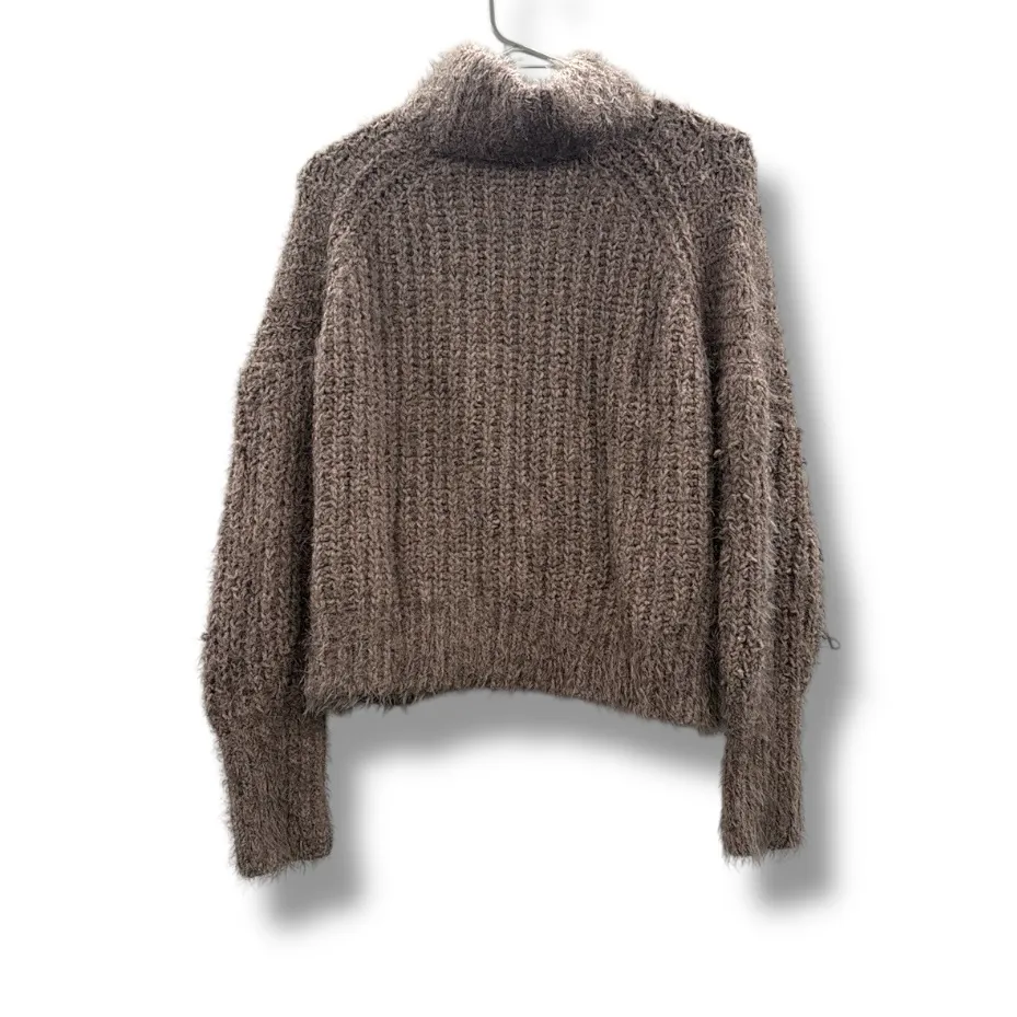 Express Cozy Turtleneck Sweater Women’s Medium Brown Chunky Knit Pullover‎ - Image 2
