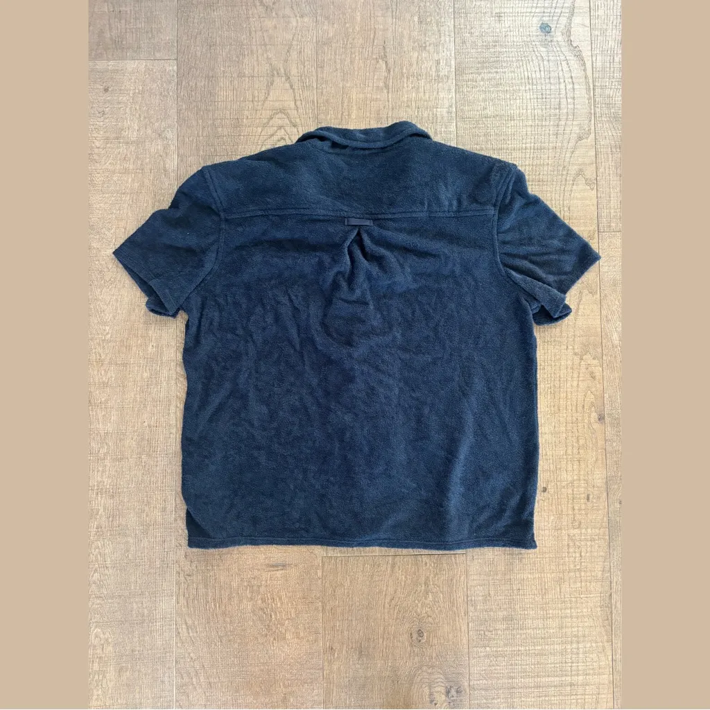 outerknown terry navy blue hightide button down shirt - Image 3