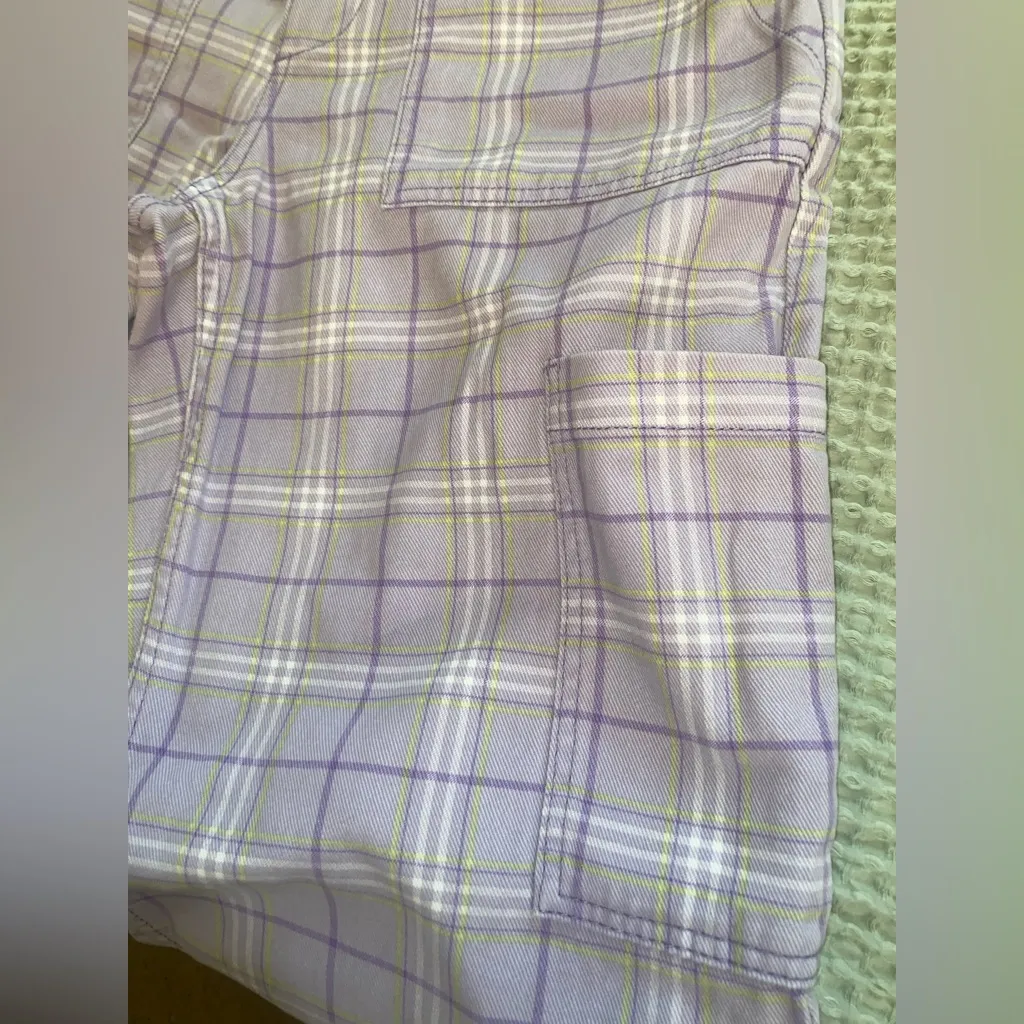 H&M Divided Purple Plaid Cargo Cotton Pants, Size 8 : Straight/wide legs - Image 13