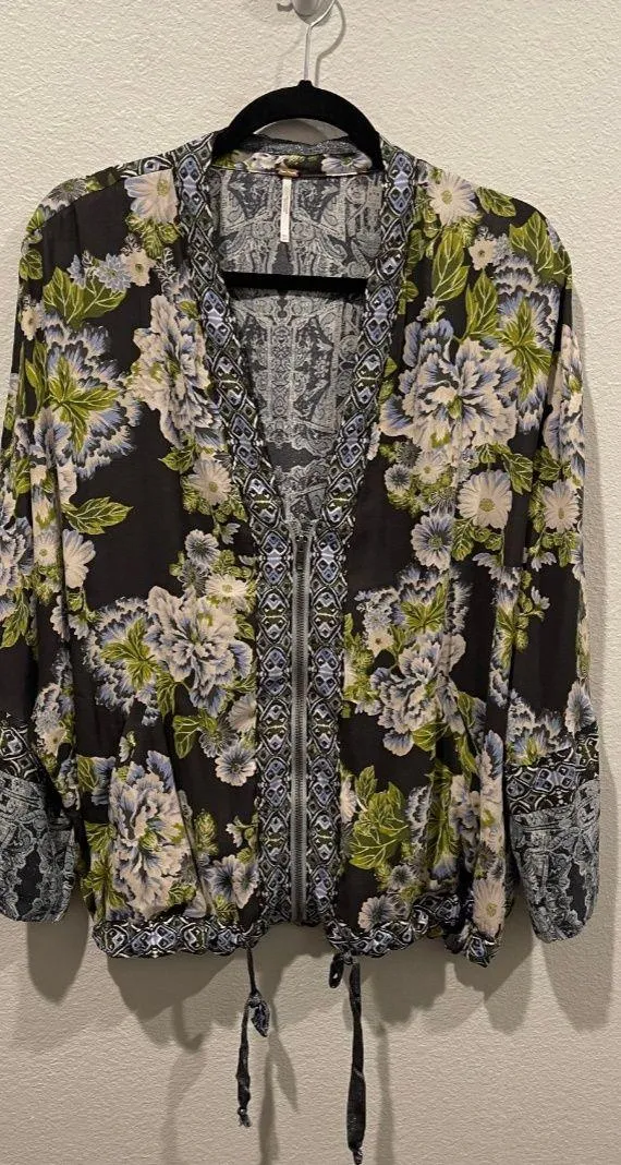 Floral Bomber Zip Front Jacket - Image 2