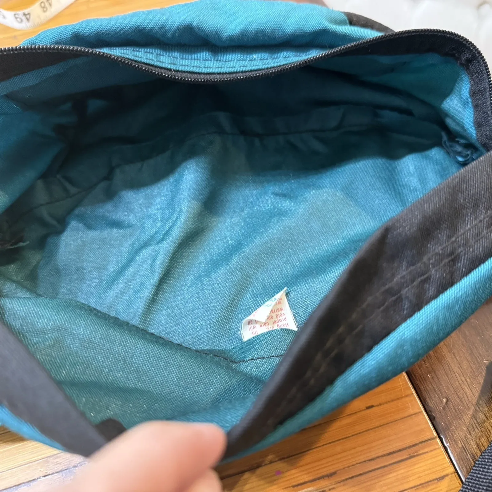 VTG Jansport Fanny Pack 2 Pouch‎ Waist Bag TEAL GREEN Black USA 90's - Image 11