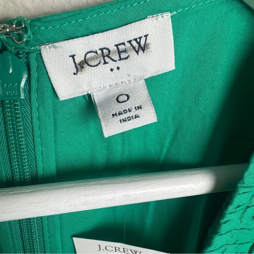 J. Crew Kelly Green Sleeveless V Neck Smocked‎ Ruffle Trim Tiered Midi Dress 0 - Image 6