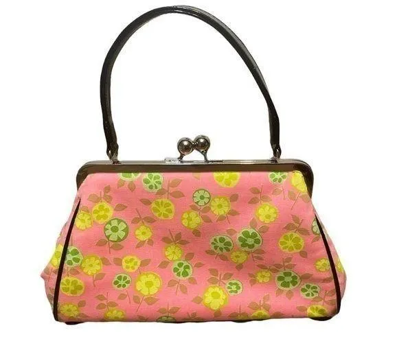Glenda Gies Handbag lemon lime pink floral snap clutch purse - Image 2