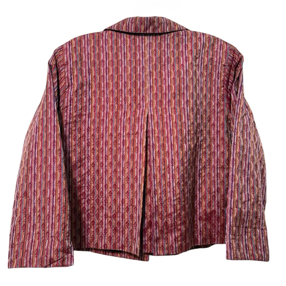 Coldwater Creek Brocade Striped Button Front Jacket Maroon Red‎ Purple  Large - Image 6