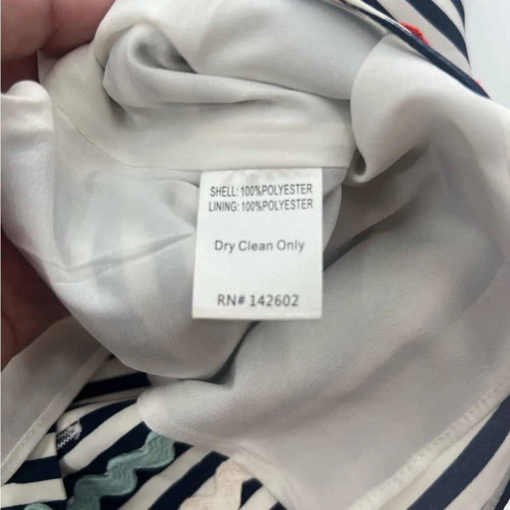 Sail to Sable Navy & White Stripe Cowl Neck Top Tuckernuck Sz XL - Image 8