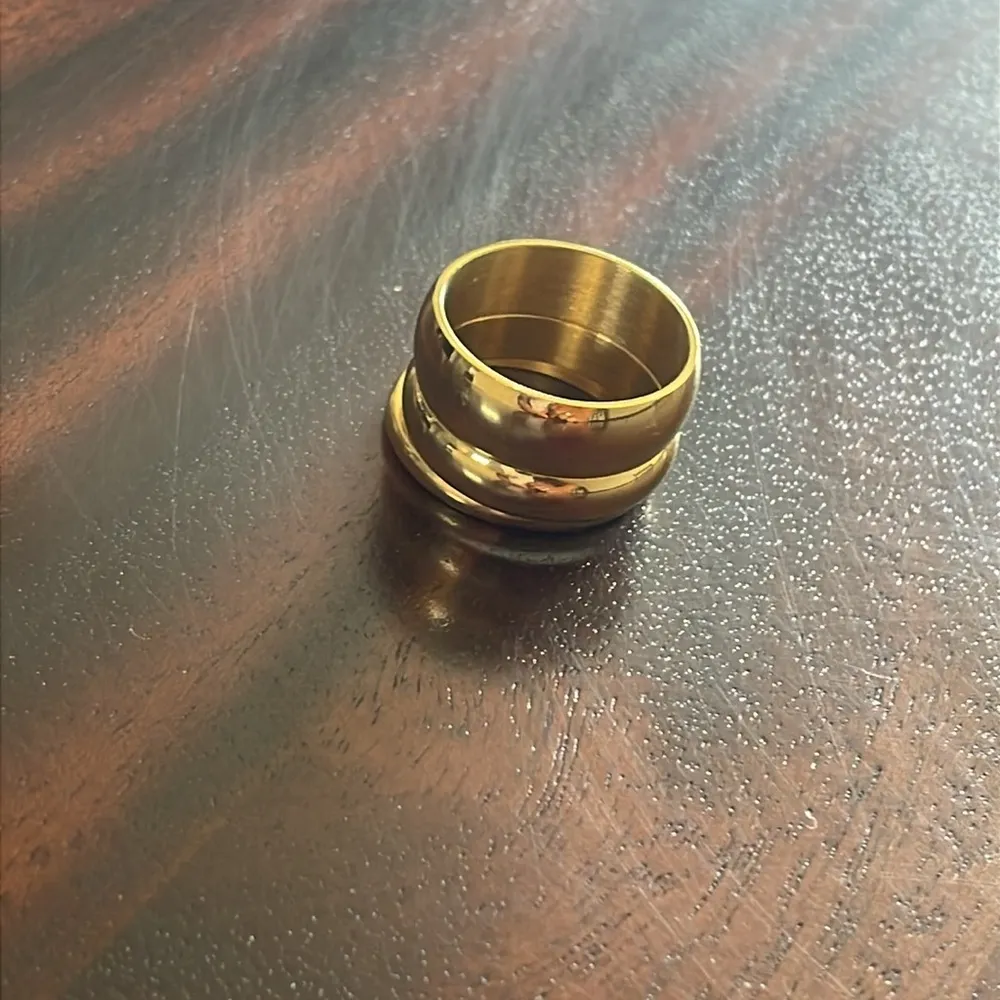 ADORNIA Water Resistant Mixed Band Stackable Ring Set 3pcs Size 6 Gold - Image 4