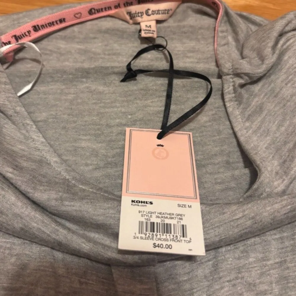 Juicy Couture Womens Juicy Couture 3/4 Sleeve Cross Front Top New with Tags Sz M - Image 3