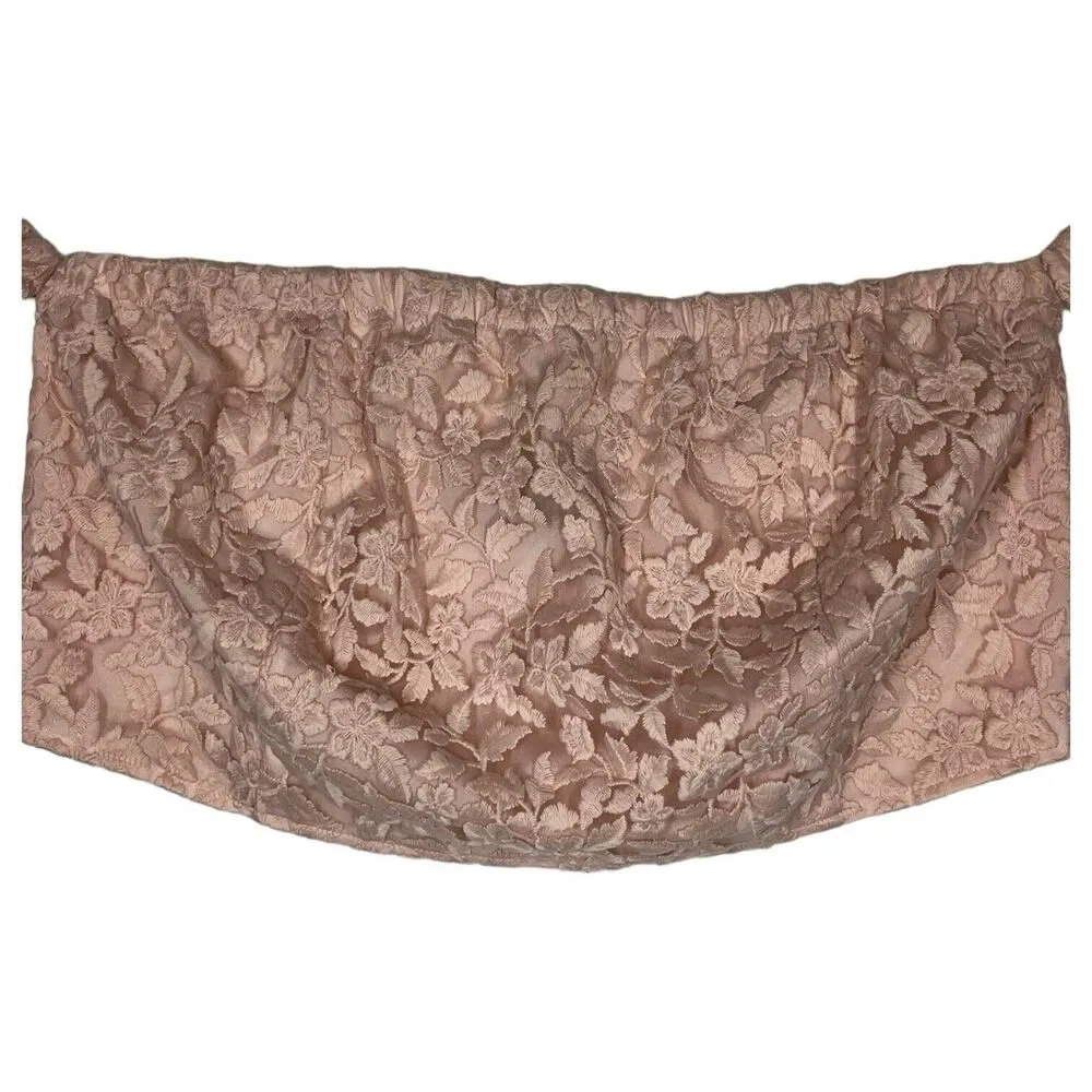 Eloquii Top Womens 22 Floral Lace Overlay Cropped Puff Sleeves Off Shoulder Pink - Image 5