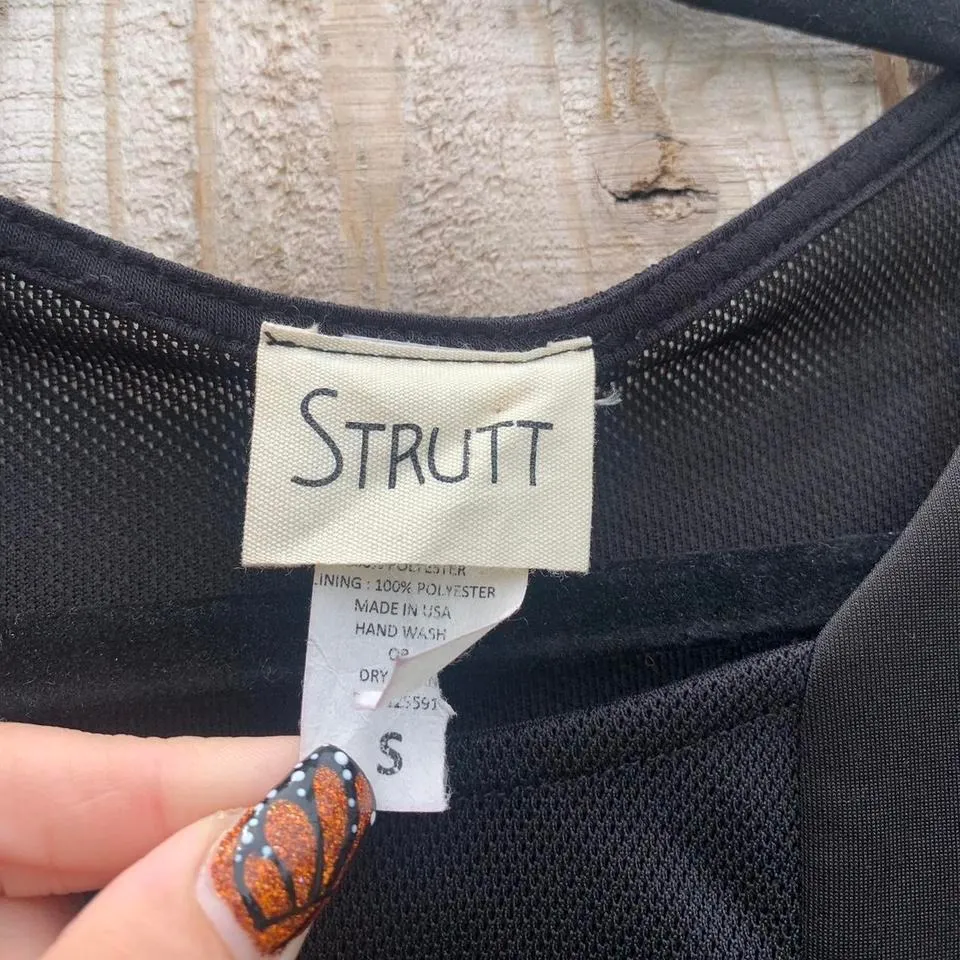 Vintage black strutt dress size small cocktail party date, sexy summer‎ - Image 4