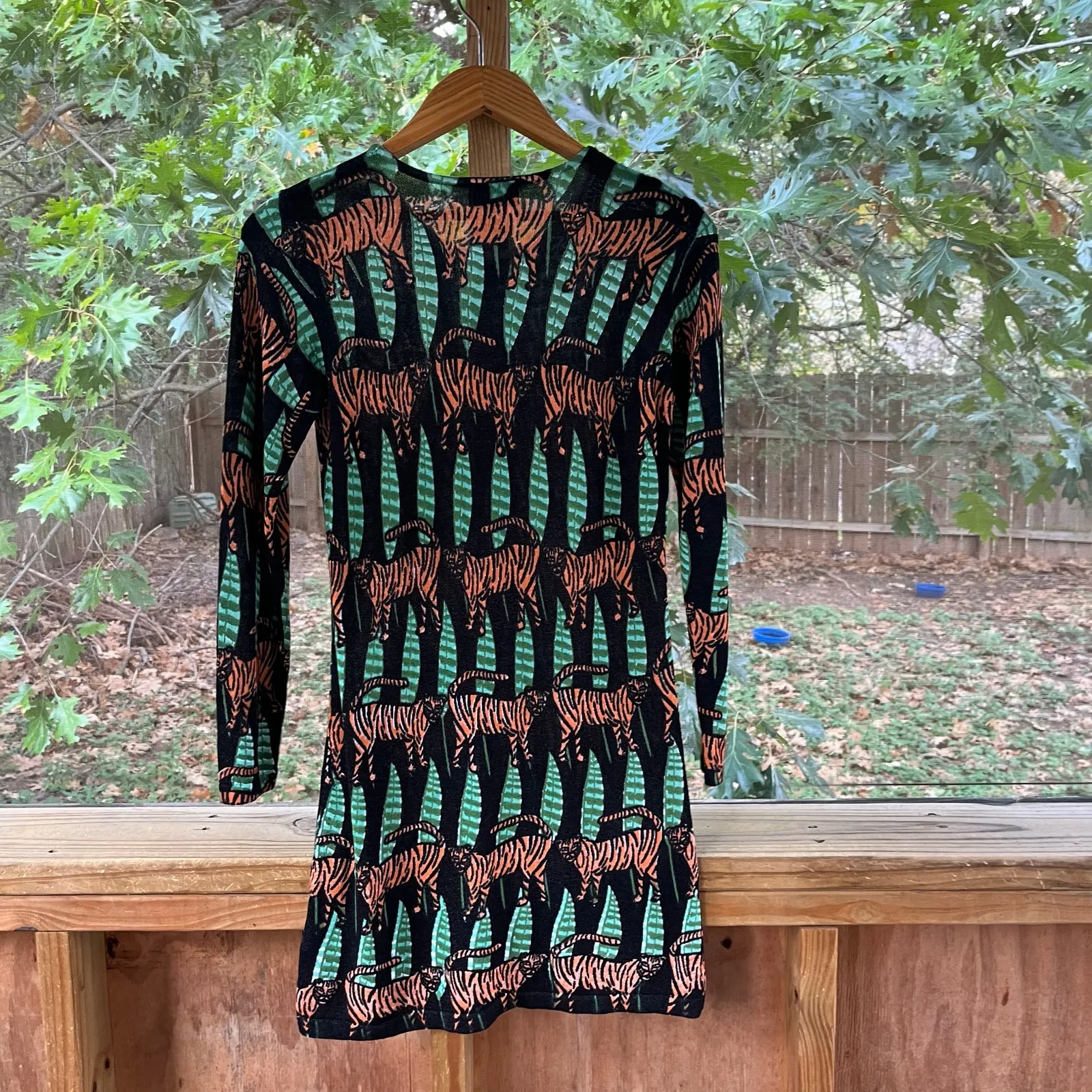 Pepaloves Women's Tiger Print Long Sleeve Mini Dress Size XS Black - Image 2