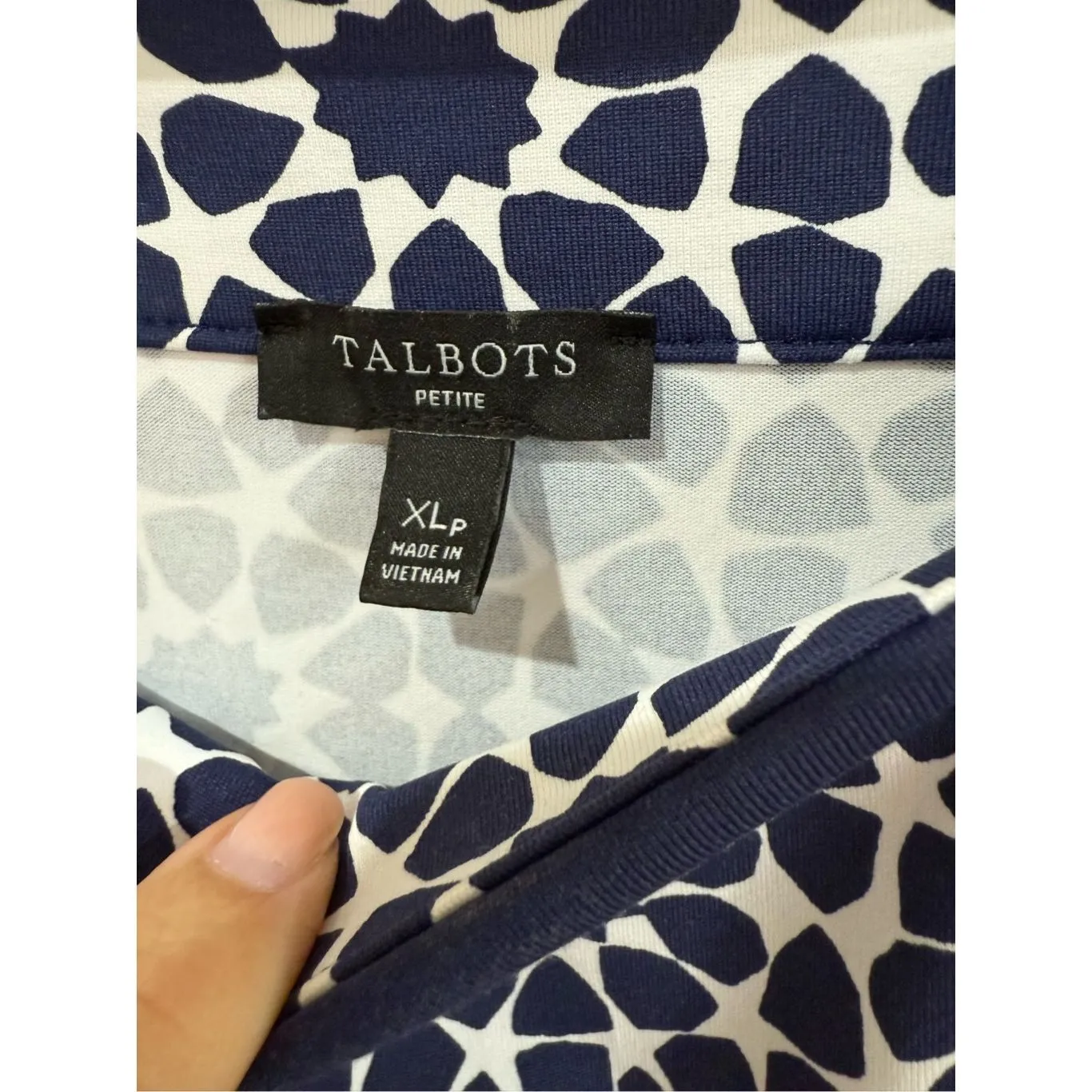 Talbots Navy Geometric Print Sleeveless Dress sz XL petite - Image 3