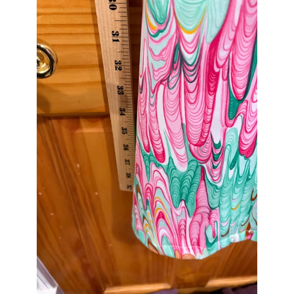 De Weese Design Psychedelic Swirl Slip Dress Boho Summer 70s Made in USA Green - Image 7