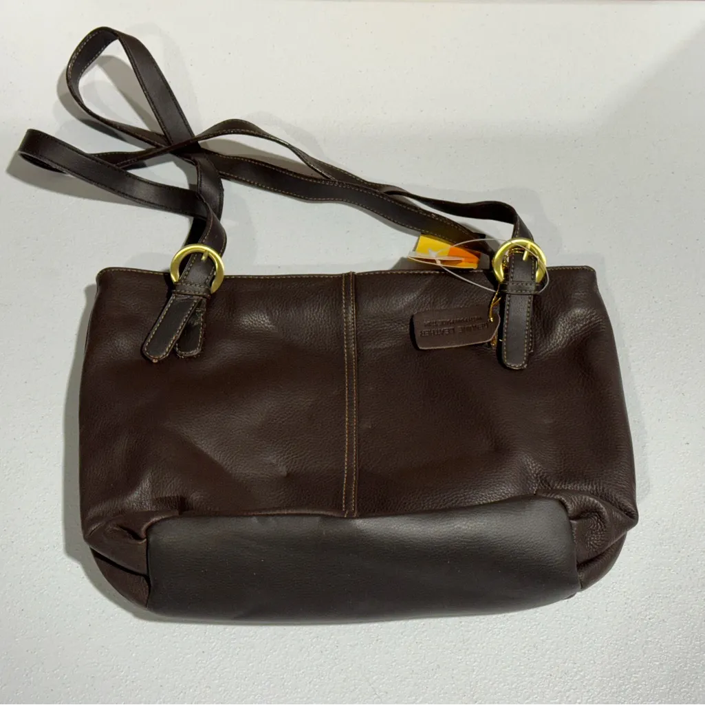 Strada Genuine Leather Organizer Shoulder Bag Tote Purse Brown New with Tags - Image 2