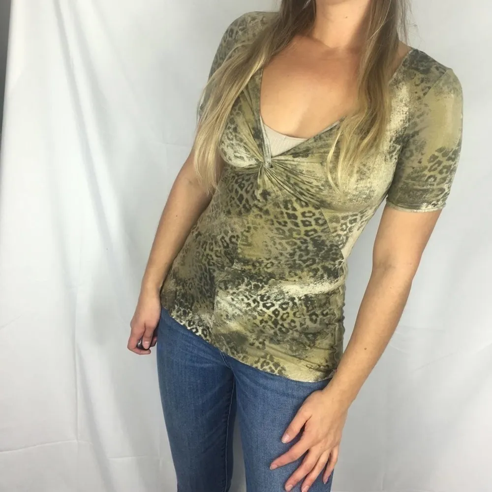 Calvin Klein Animal Print Knot Front Top S - Image 2