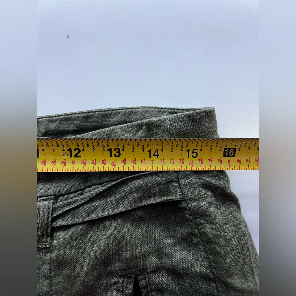Wrap London Wide Leg 100% Linen Pants Olive Green High Rise lightweight 8 - Image 6