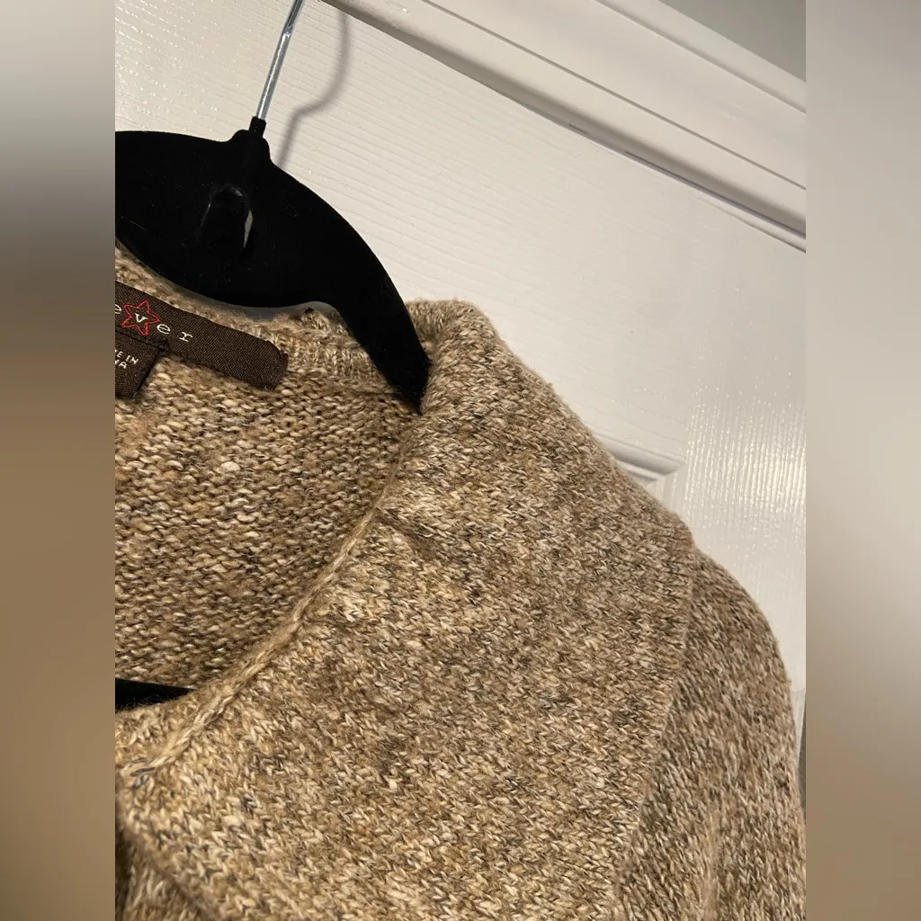 Fever Size M Brown Cardigan Sweater Coat Jacket Peter Pan Collar Big Buttons Tan Size M - Image 7