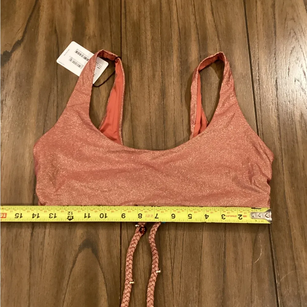 Wolford High Shine Scoop Neck Bronze Metallic Bikini Top Women’s Size XL nwt Brown - Image 3